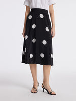 16 Momme Mulberry Silk Polka Dots Printed A-Line Women Half Skirt GOELIA