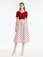 16 Momme Mulberry Silk Polka Dots Printed Women Half Skirt GOELIA