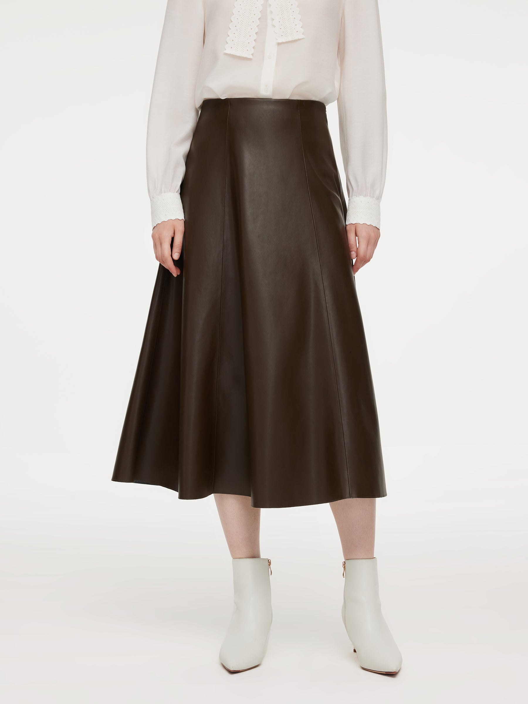 PU Leather Women A-Line Skirt GOELIA