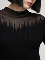 Tencel Wool Blend Mock Neck Women Knit Top GOELIA