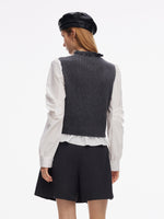 Wool Blend Faux Two-Piece Women Blouse GOELIA