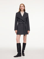 [Preview] 100% Wool Convertible Collar Women Wrap Coat GOELIA