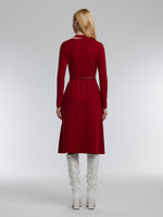 Lyocell Wool Blend Cut Out Women Knit Midi Dress With Belt GOELIA