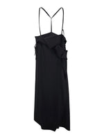 Merino Wool Asymmetric Drape Women Pinafore Maxi Dress GOELIA