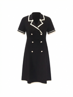 Tencel Blend Contrast Trim Women Lapel Knit Mini Dress GOELIA