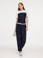 Tencel Blend Patchwork Top And Pants Two-Piece Set GOELIA