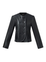 PU Leather H-Line Women Crop Jacket GOELIA