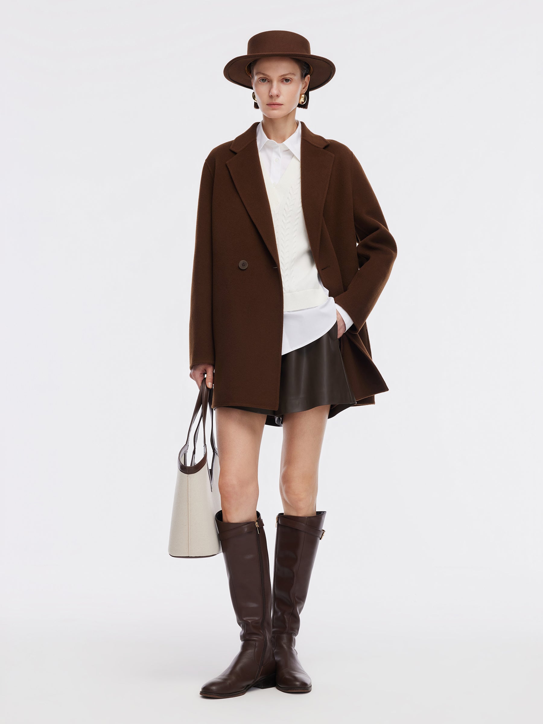 Cashmere Wool Blend Double-Faced Women Coat GOELIA
