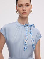 22MM Mulberry Silk Women Midi Dress With Two Silk Scarves GOELIA