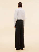 100% Washable Wool Straight Wide Leg Women Pants GOELIA