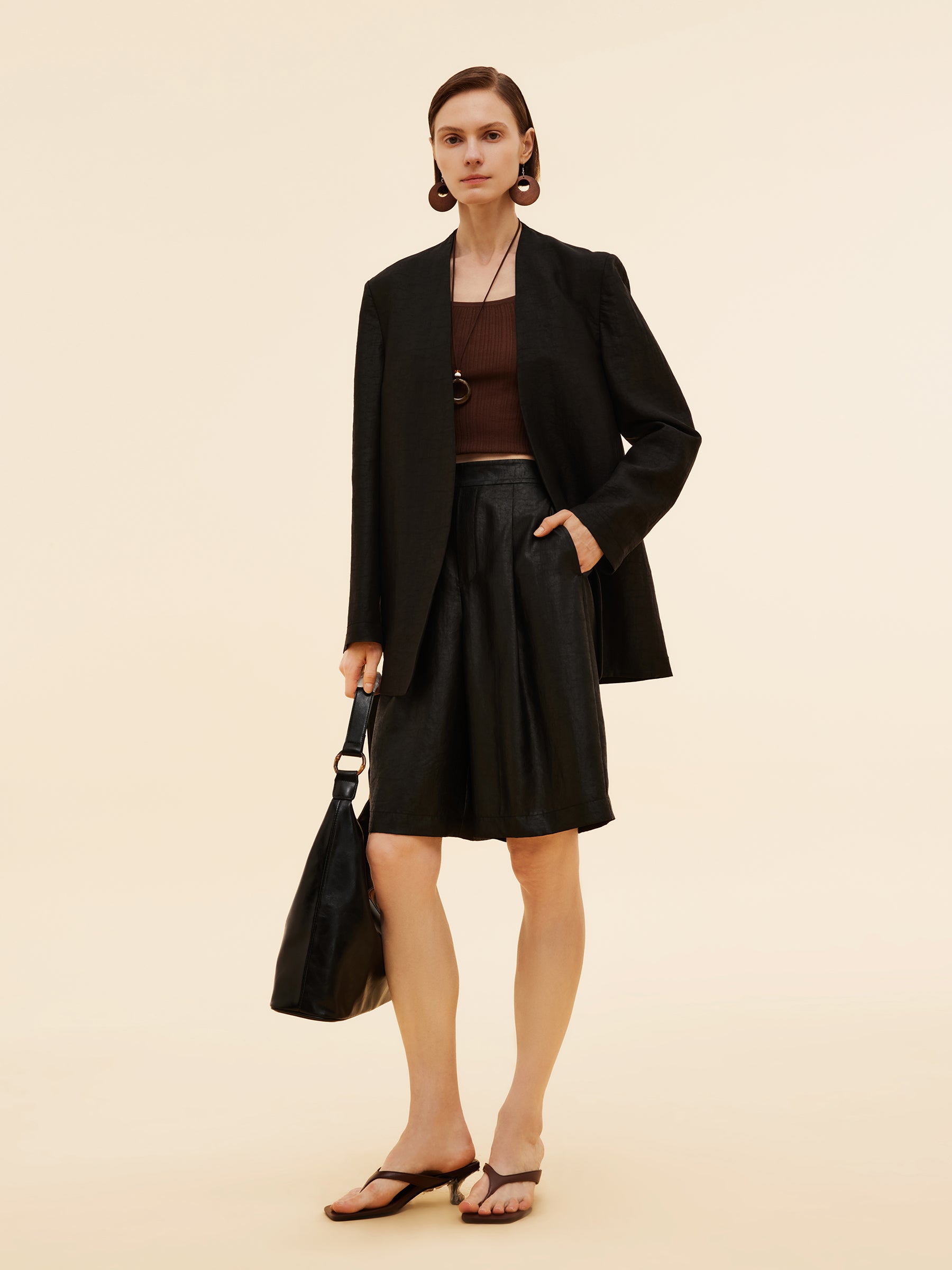 22MM Xiang Yun Silk Unisex Collarless Blazer GOELIA