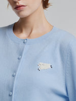 100% Wool Sheep Embroidered Women Cardigan GOELIA