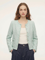 Round Neck Single-Breasted Women Textured Cardigan GOELIA