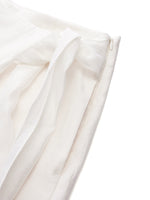 Lyocell Acetate Linen Blend Tie Front Women Pants GOELIA