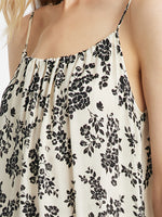 Camellia Printed Spaghetti Strap Dress And Knitted Cardigan Two-Piece Set GOELIA