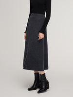 100% Wool A-Line Women Flared Skirt GOELIA