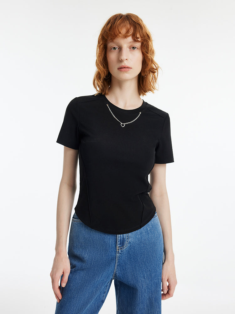 Slim Women T-shirt With Detachable Chain GOELIA