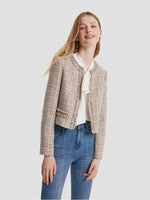 Tweed Frayed Women Crop Jacket GOELIA