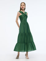 Tencel Blend Convertible Neckline Women Maxi Dress GOELIA