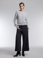 [Preview] Wool Blend Shimmer Ribbed Women Crewneck Sweater GOELIA