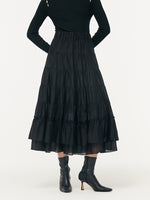 Tencel Women Tiered Maxi Skirt GOELIA