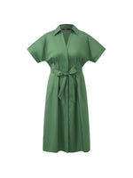 Lapel V-Neck Women Midi Shirt Dress With Belt GOELIA