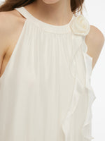 Tencel Blend Halter Maxi Dress With Detachable Flower GOELIA