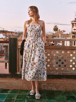Tencel Blend Cardigan And Floral Print Strap Dress Two-Piece Set GOELIA