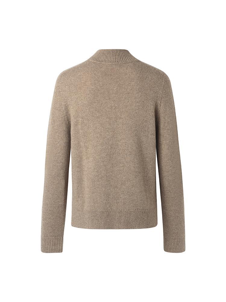 Pure Cashmere Seamless Mock Neck Slim Sweater GOELIA
