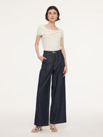 100% Cotton Denim Straight Wide Leg Women Jeans GOELIA