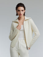 [Preview] Wool Yak Blend Cable Knit Women Two-Way Zip Cardigan GOELIA