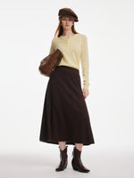 100% Merino Wool Women A-Line Skirt GOELIA