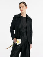 18 Momme Xiang Yun Silk Women Trench Coat With Belt GOELIA