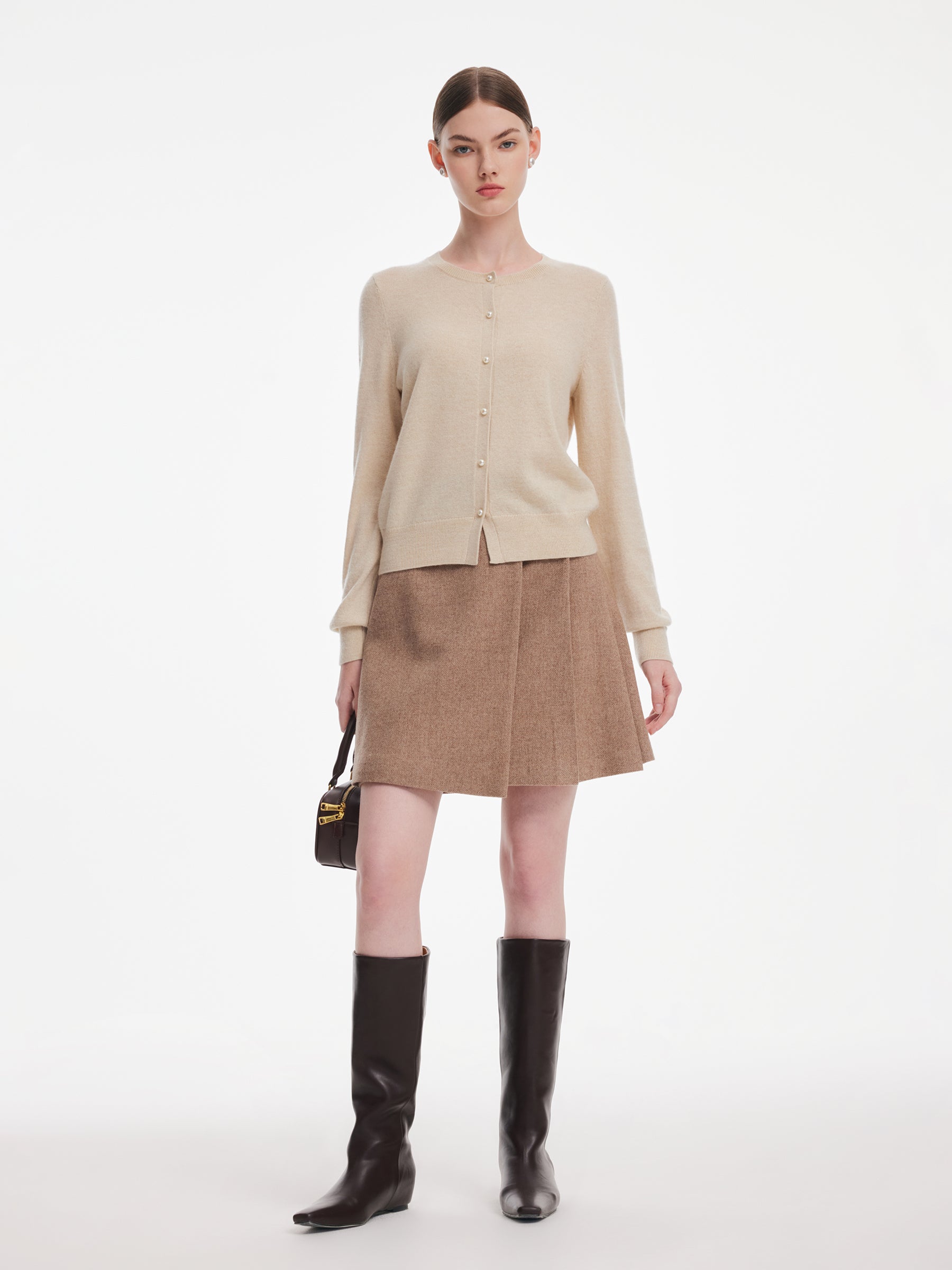 Cashmere Shimmer Pearl Buttons Women Cardigan GOELIA