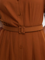 Tencel Acetate Blend Color Block Women Midi Dress GOELIA