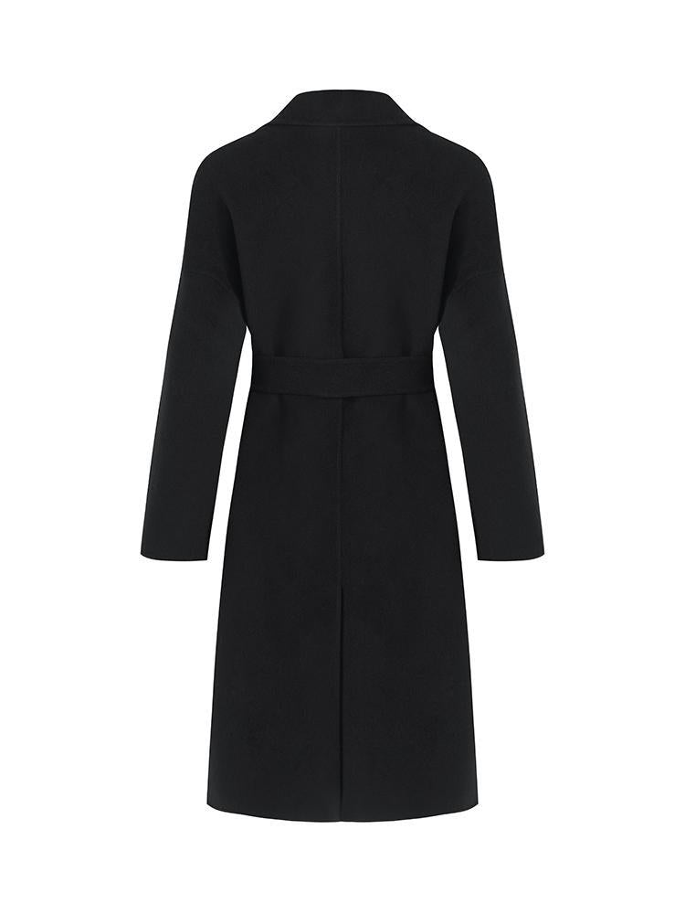 Wool And Cashmere Double-Faced Lapel Women Coat With Belt GOELIA