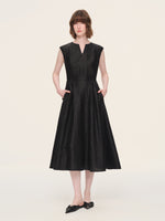 18MM Gambiered Canton Gauze Women Cap Sleeve Maxi Dress GOELIA