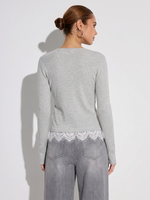 Lace Mock-Layered Women V-Neck Cardigan GOELIA