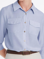 Acetate Shirt And Half Women Skirt Two-Piece Set With Leather Belt GOELIA