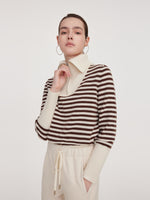 Oversized Collar Half-Zip Women Knit Top GOELIA