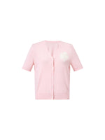 Tencel Blend Floral Embroidered Women Short Sleeve Cardigan GOELIA