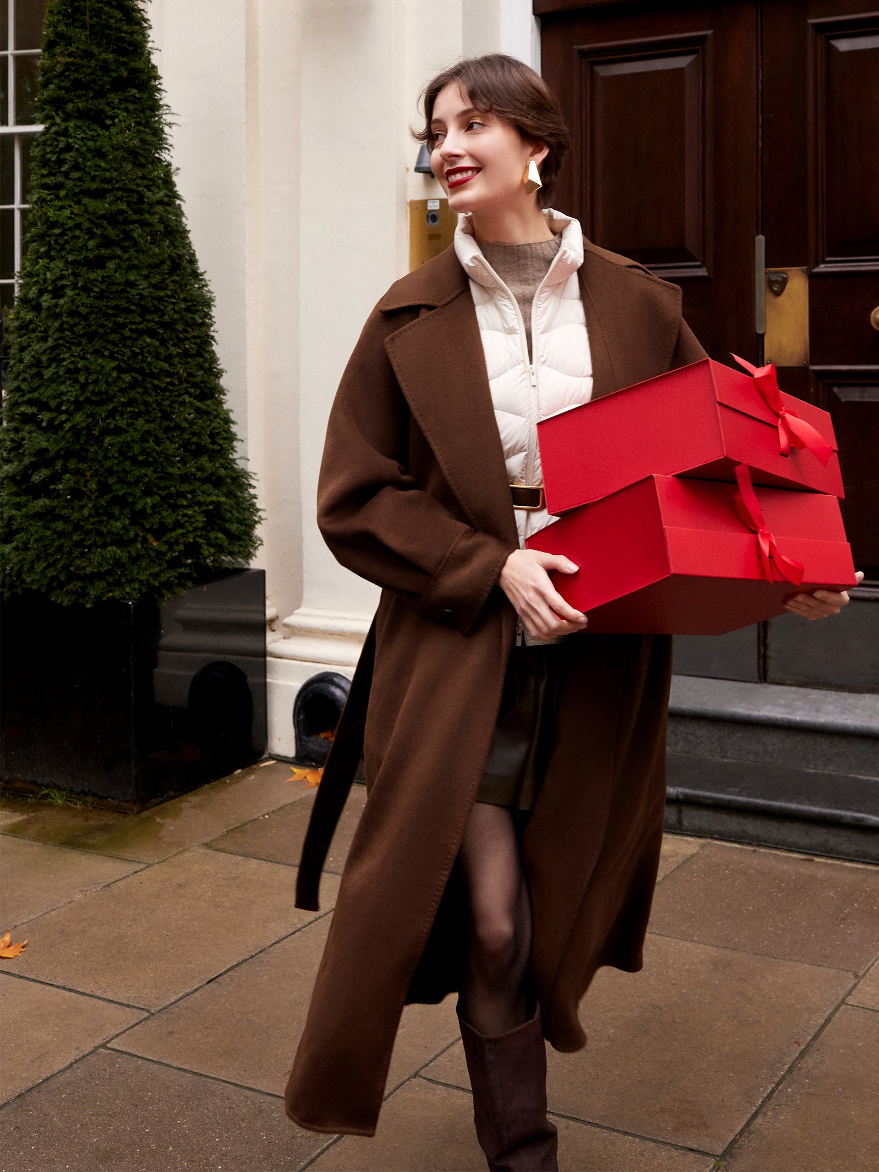 Cashmere Wool Double-Faced Women Wrap Overcoat GOELIA