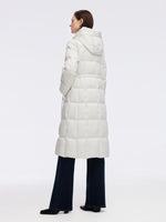 Drawstring Adjustable Waist Hooded Long Goose Down Coat GOELIA