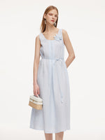 100% Linen Women Sleeveless Maxi Dress GOELIA