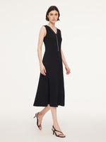 Triacetate Blend V-Neck Women Sleeveless Maxi Dress GOELIA