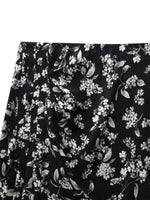 Floral Print Side Slit Twist Front Women H-Line Skirt GOELIA