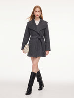 [Preview] 100% Wool Convertible Collar Women Wrap Coat GOELIA