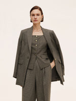 Plaid Notched Collar Women Blazer GOELIA