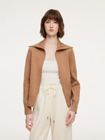 Lyocell Wool Blend Stripe Reversible Zip-Up Women Cardigan GOELIA