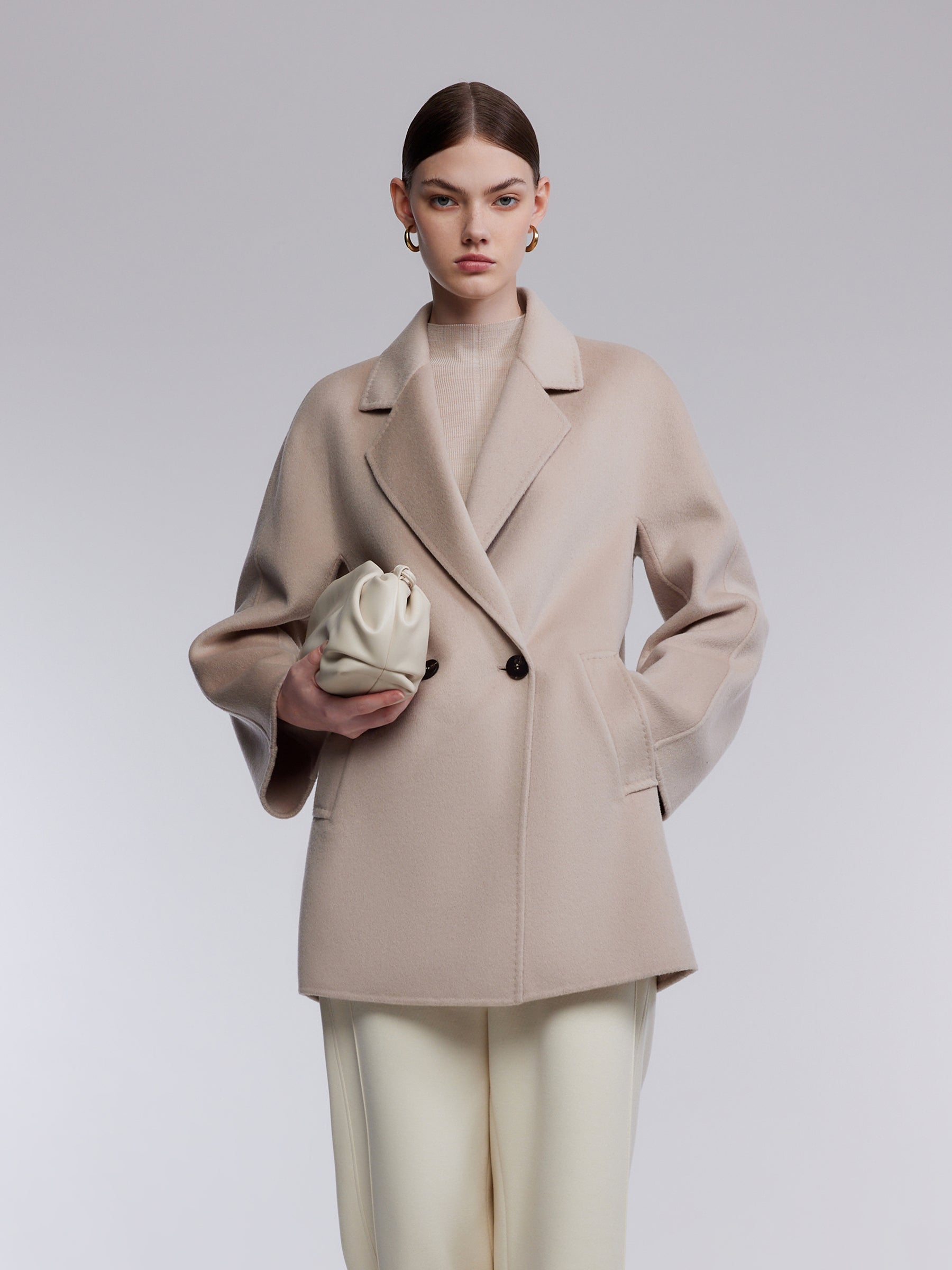 Cashmere Wool Blend Double-Faced Women Mid-Length Coat GOELIA
